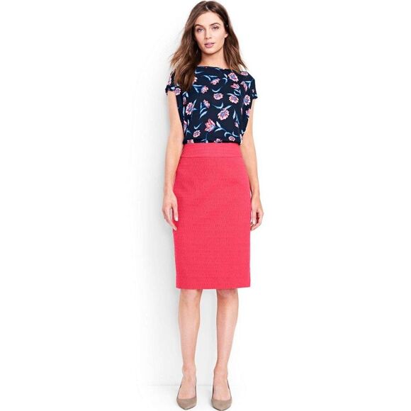 Lands' End Women's‎ Crimson Dawn Woven Textured Pencil Skirt Size 12 Orange NWT - Picture 1 of 16